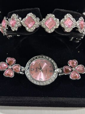 Pink Crystal Accent Women's Bracelet Watch -